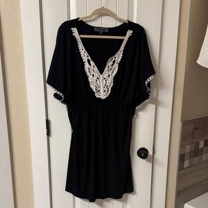 Black Dress with White Lace Trim